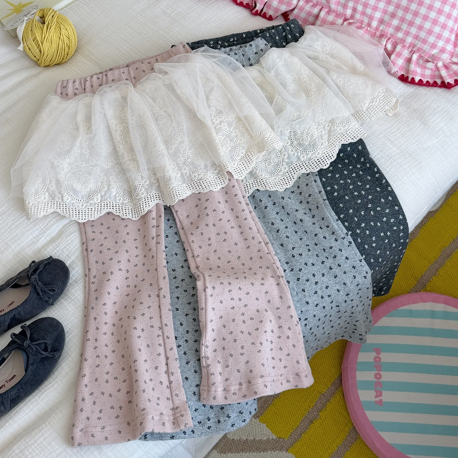 Girls Pants Spring Autumn 2026 New Fake 2pcs Skirt-leggings for Kids Lace Fashion Children Pants Toddler Pantalones Baby Pants