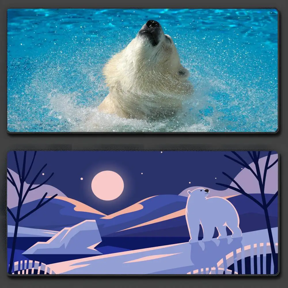 

Cute Polar Bear Mouse Pad Large Anti-Slip Rubber Gaming MousePad Durable Desk Pad Thick Seam Edge Suitable For Office And Gaming