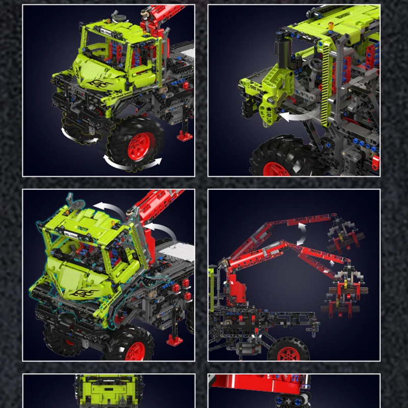 MOULD KING 17038 Terenowy ciężarówka Klocki konstrukcyjne Żuraw Zestawy klocków Spychacz Edukacyjne klocki moc Zabawki dla dzieci Prezenty urodzinowe