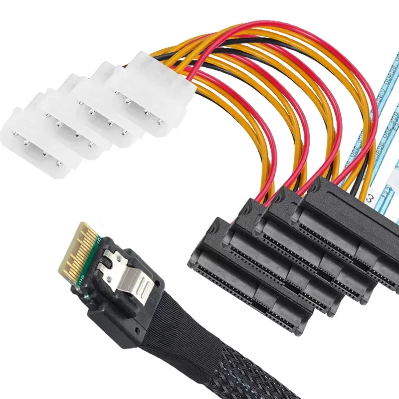 for Adapter Cable Array Cable Built-in Slim SAS 4.0 SFF-8654 to 4 SAS 29Pin Disk