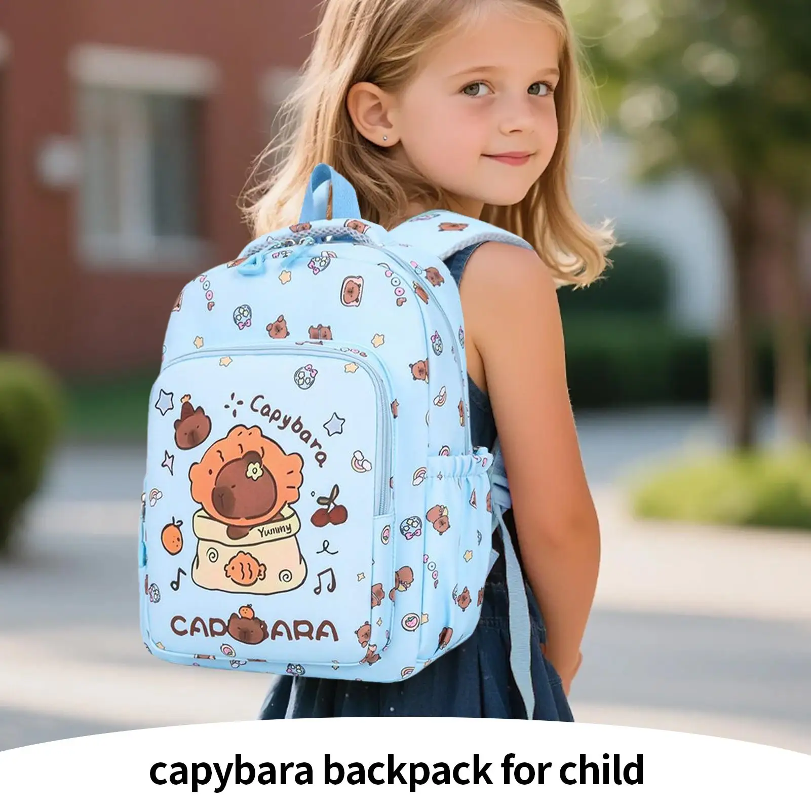 حقيبة ظهر مدرسية من كابيبارا، مقلمة جمالية لطيفة، مجموعة حقيبة غداء جمالية للكبار، وجبة خفيفة للطلاب في سن المراهقة المتوسطة