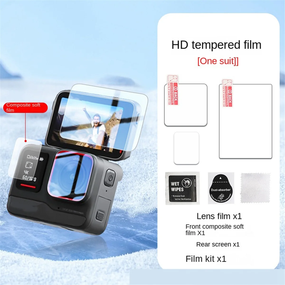 1 Set Suitable for Shadow Stone Insta360 Ace Pro Tempered Film Screen Protector Lens Film Sports Camera Film