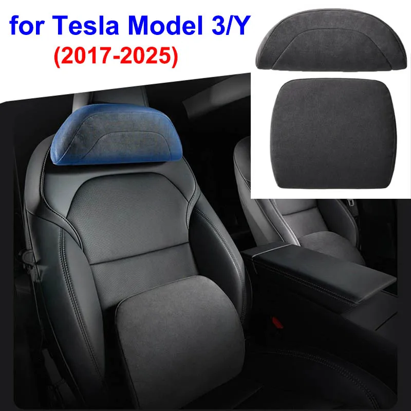 

Для Tesla Model Y Juniper 2025 Подголовник на переднее сиденье Подушка для шеи Замшевая поддержка талии Официальный стиль Model 3 Highland 2024 M3 2023