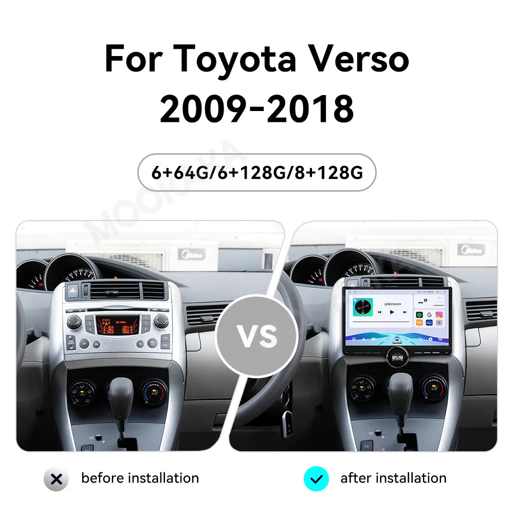 Single knob Android Auto audio For Toyota Verso 2009~2018 Multimedia 11.5'' Carplay Navigation Stereo Receiver player Head Unit