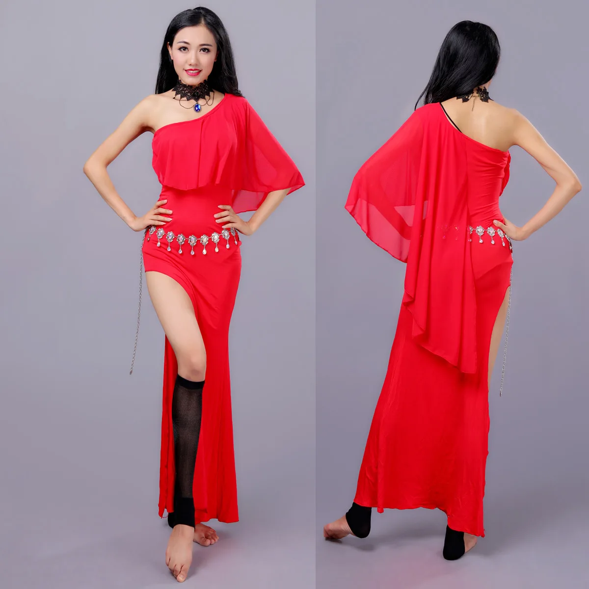 Costume de spectacle de printemps rouge pour femmes âgées, couleur Pure, Modal, danse du ventre, vêtements de spectacle sur scène, Tianchao Wuji Home Direc