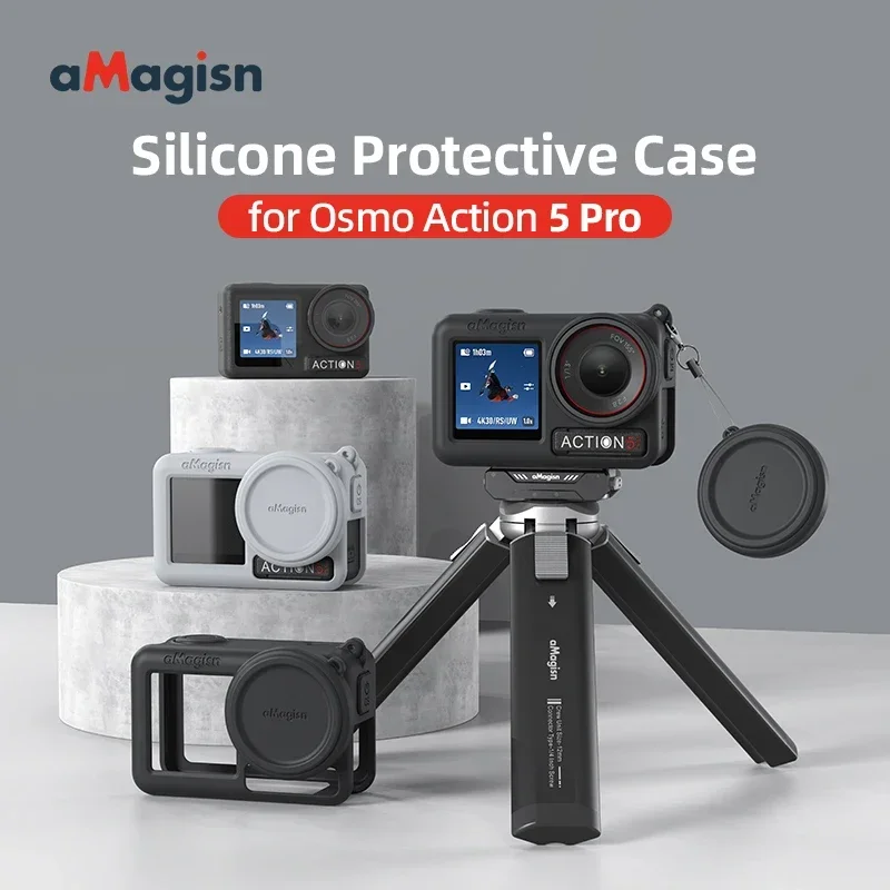 

Silicone Protective Case For DJI Action 5 Pro Full Cover Silicone Case Sleeve Shell Lens Cap For DJI Action 5 Pro Camera Accesso