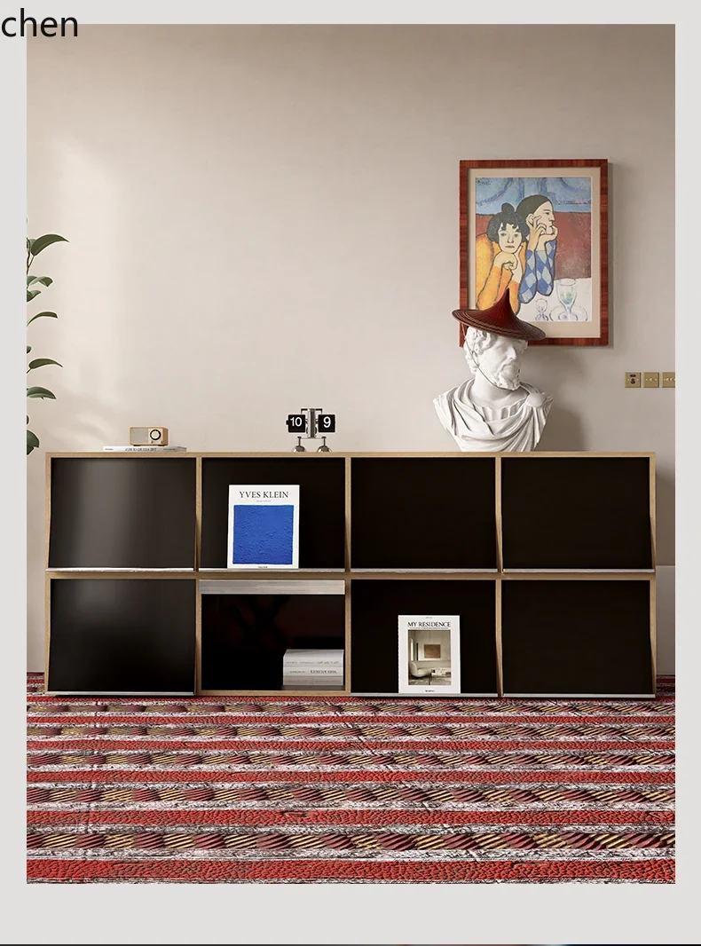 TV Cabinet Living Room Home Floor Storage Locker Integrated Solid Wood Ocean Board Light Luxury Premium Sense