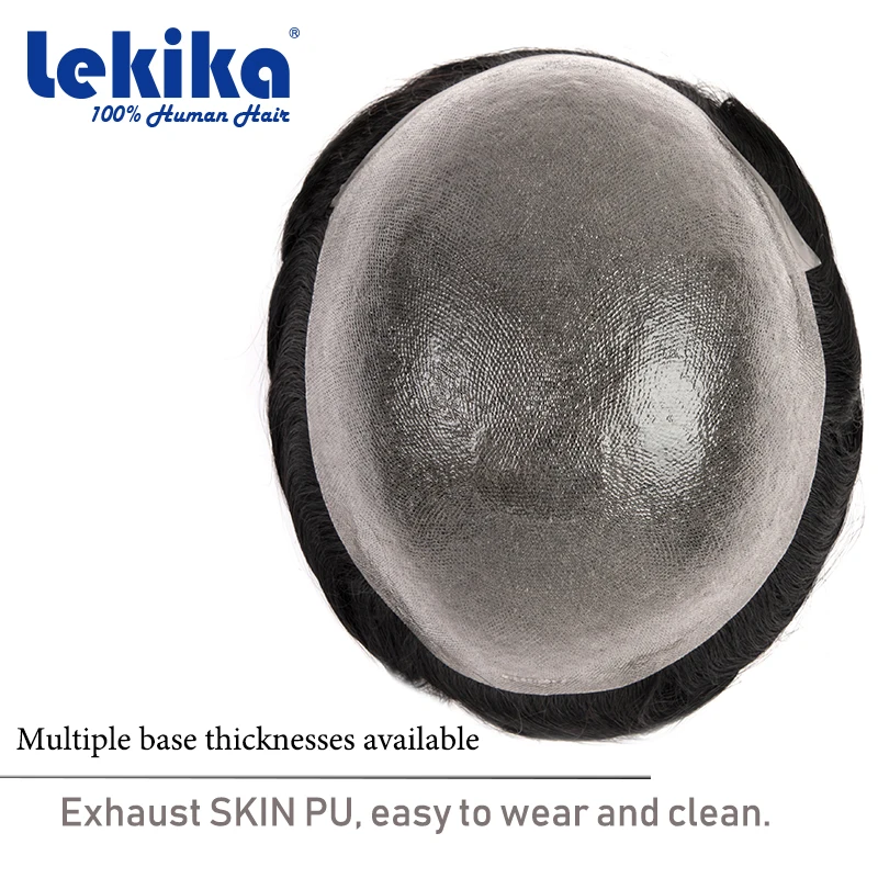 لينة بولي Toupee و مزدوجة معقود نسج على شكل شعر إنسان مريح الذكور الشعر الاصطناعي سهل الاستخدام 100% خصلات الشعر المستعار الإنسان 6 ''شعر مستعار رجل #2