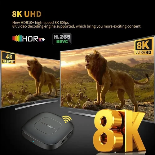Imagen 2 del producto Android 14 8K Ultra HD Smart TV Box reproductor multimedia de cuatro núcleos BT5.0 WiFi de doble banda transmisión remota por voz TV Box decodificador IPTV