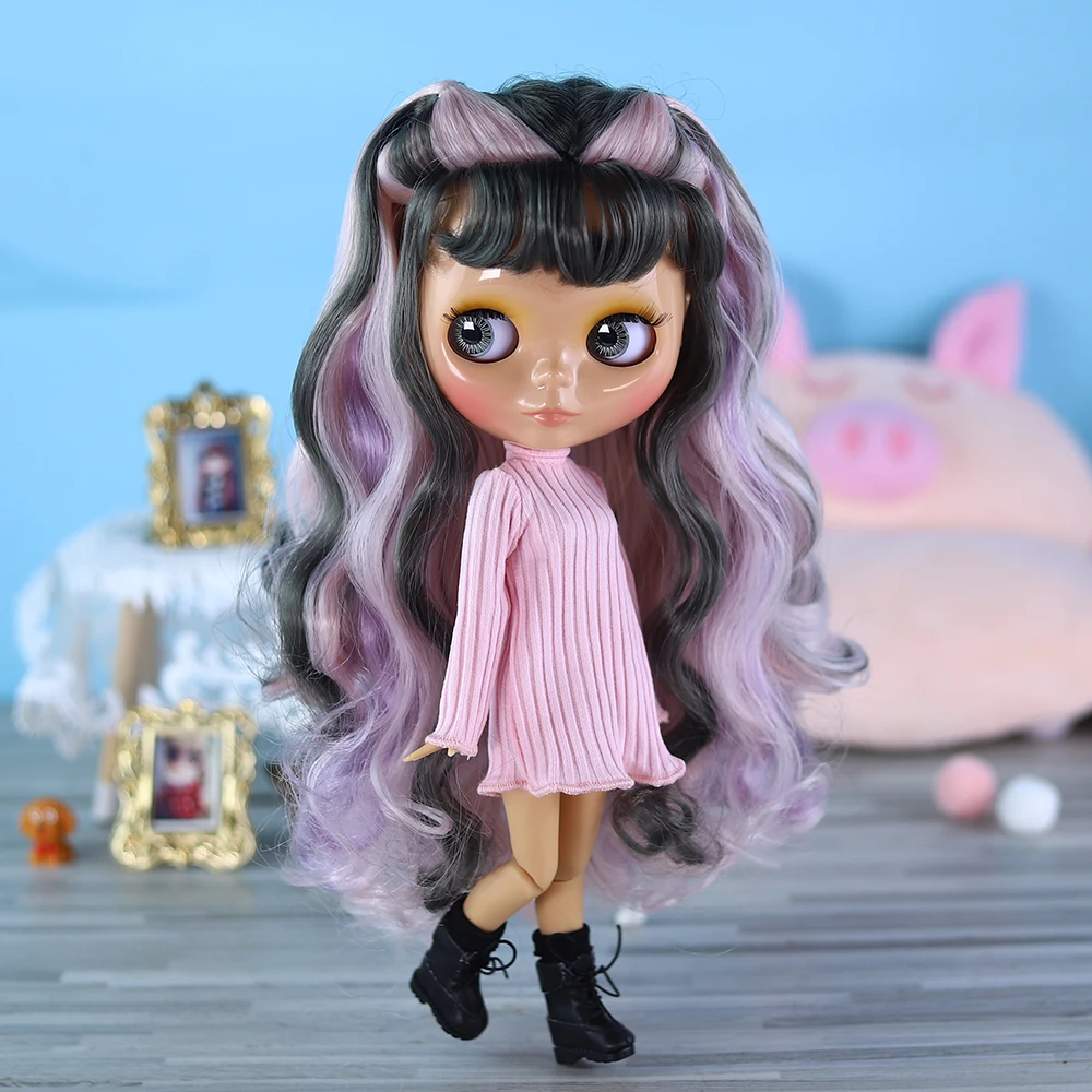 ICY DBS Blyth Doll tan Skin Joint Body Glossy Face Special Hair Color Set Doll DIY SD Gift Toy