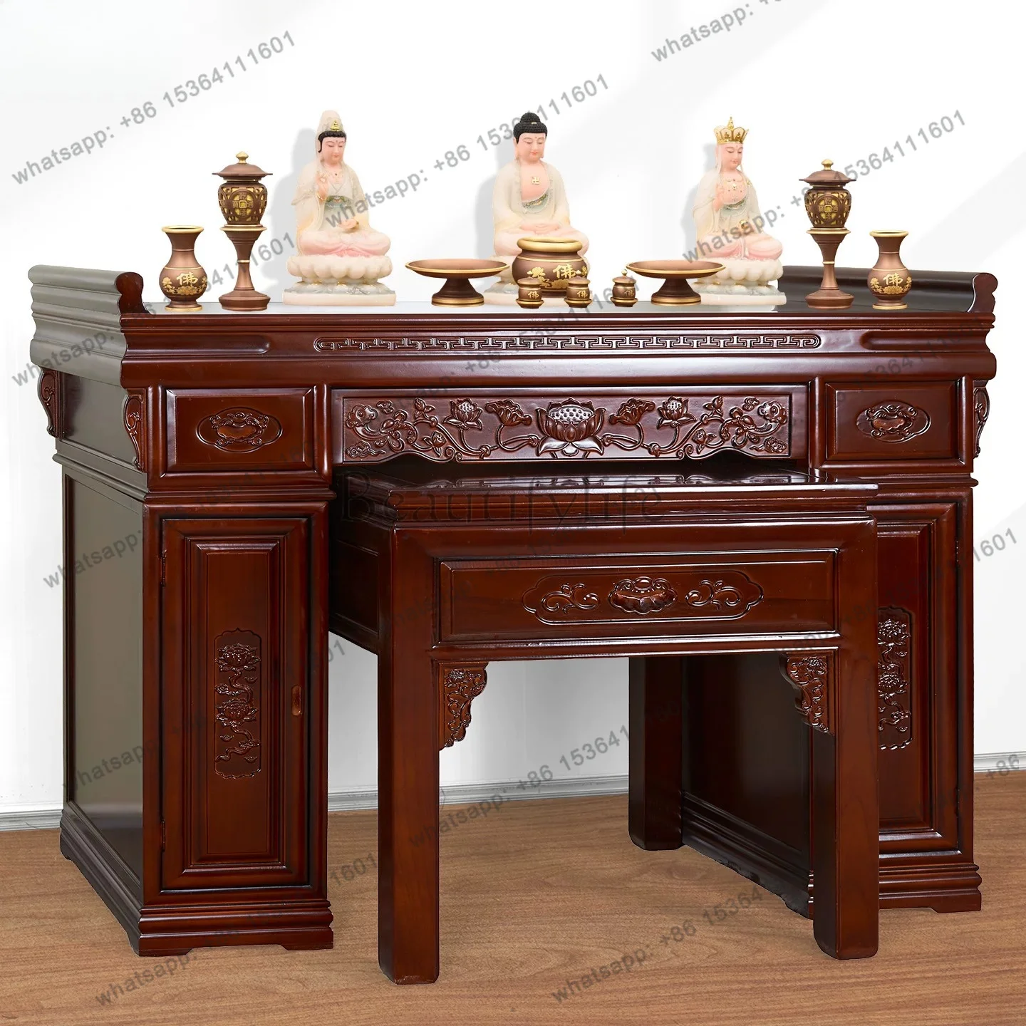 

Solid wood new Chinese table incense table household altar cabinet