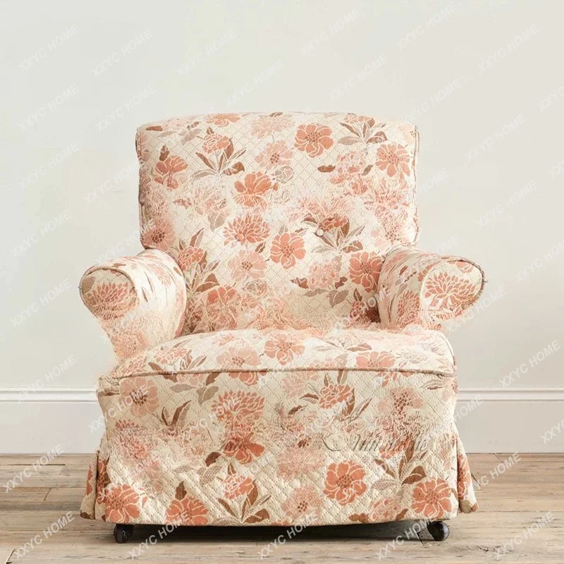 Light Luxury Printed Chair Country Style Single Sofa Living Room Lounge Chair