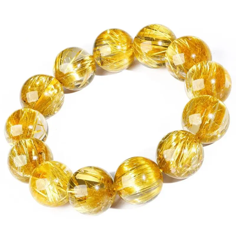 UMQ Natural Brazil Gold Rutile Bracelet Citrine Couple's Lucky Beads Gift Girlfriends' Gift Girlfriend Ornament