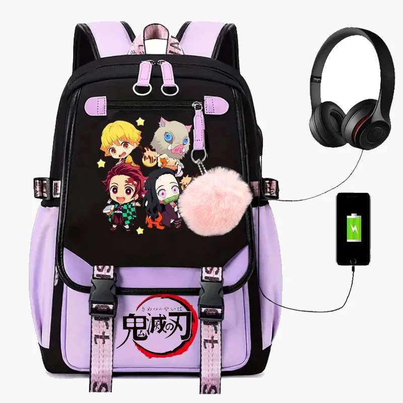 Demon Slayer nezuko kamado School Bags for Teens Girls Boys Anime Capacity Cute Gift Students Backpacks Travel Casual Bagpack