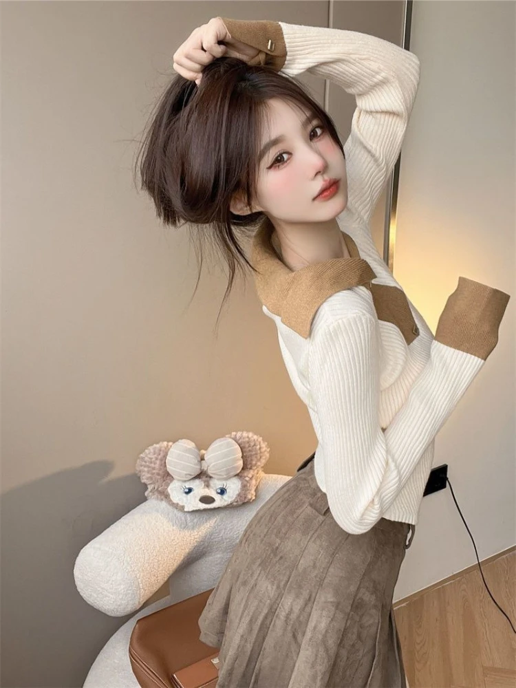 

Стильный французский свитер с цветовыми блоками для женщин: приталенный, асимметричный, с коротким рукавом, из дышащего трикотажа – незаменимый элемент гардероба