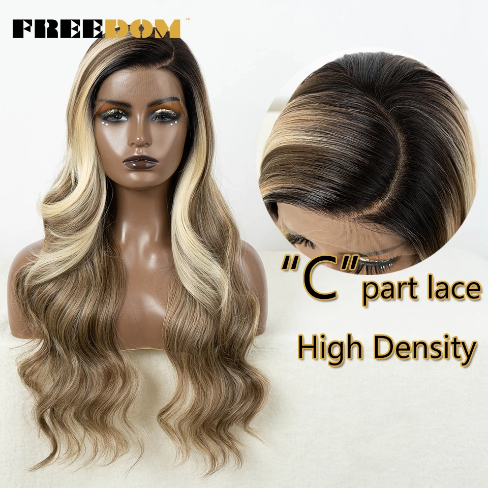 EDOM-Perruque Lace Front Wig Body Wave Synthétique pour Femme, Perruques Lace Wigs, Highlight, Ombre, Marron, Rose, Rouge, Document, Complet, C