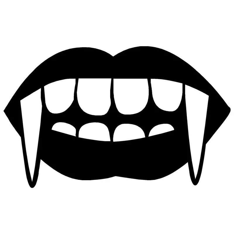 Car Stickers Vampire Lips Teeth Workshop PVC Car Motorcycle Shape Stickers Creative Waterproof Sunscreen Black/white,15cm*10cm