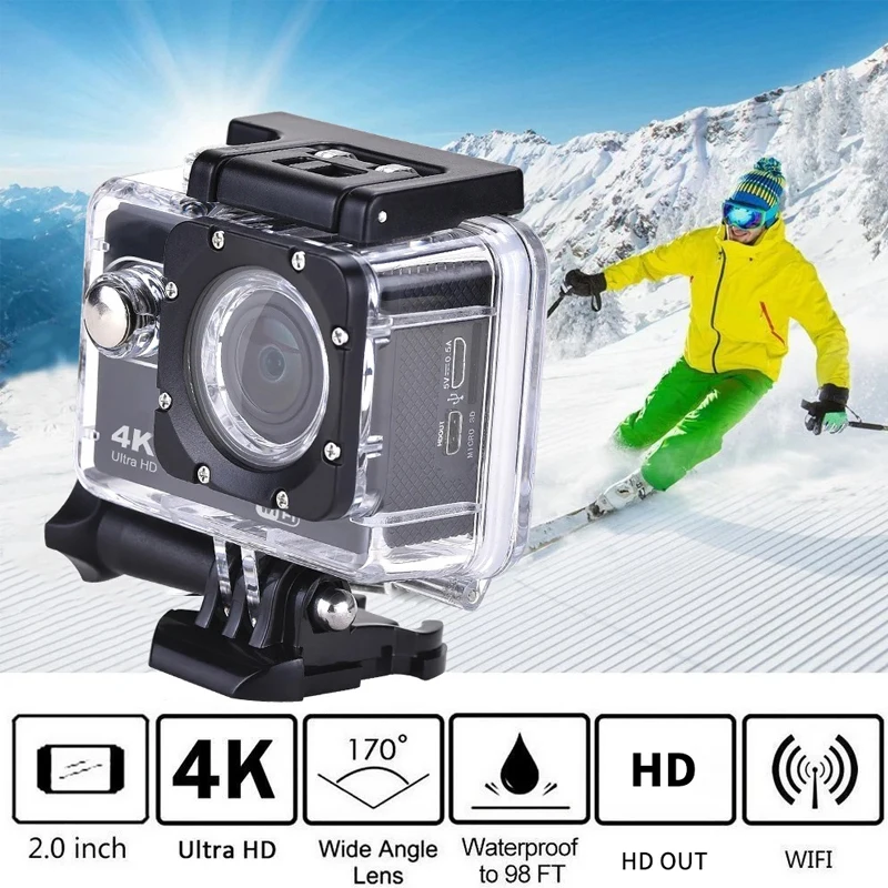 كاميرا عمل عالية الدقة 4K/30FPS شاشة 2.0 بوصة 170 زاوية واسعة محرك فيديو رياضي للدراجات النارية كاميرات تسلق الصخور