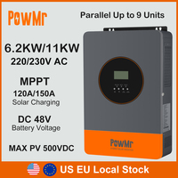 US EU Stock Hybrid Solar Inverters 6.2KW 11KW 48V DC to 230V AC Wtih 120A 150A MPPT Solar Charge Parallel Inversor Fit LifePo4