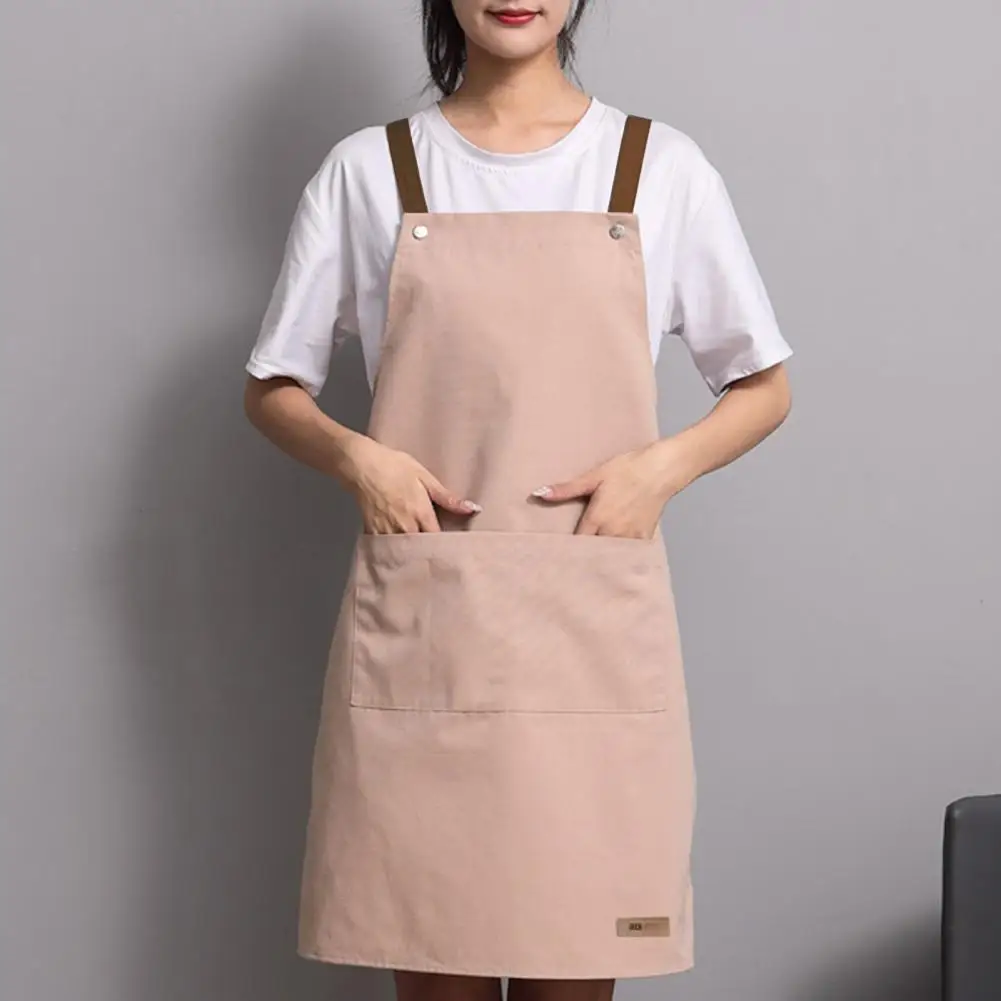 PVC Cooking Apron Sleeveless Large Pocket Adjustable Waist Strap Chef Work Apron For Restaurant Bar Shop Cafes Studios Uniform