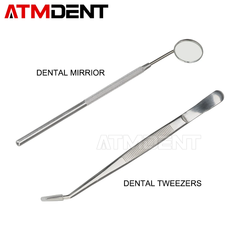 3Pcs Dental Mouth Mirror pinzette in acciaio inossidabile sonda a gomito detergente per denti strumento dentale Kit dentista