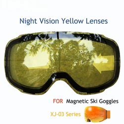 X-TIGER Magnetic Ski Goggles Lens Night Vision Yellow Lens Suitable for XJ-03 Anti-Fog UV400 Quick Replacement Goggle Lens