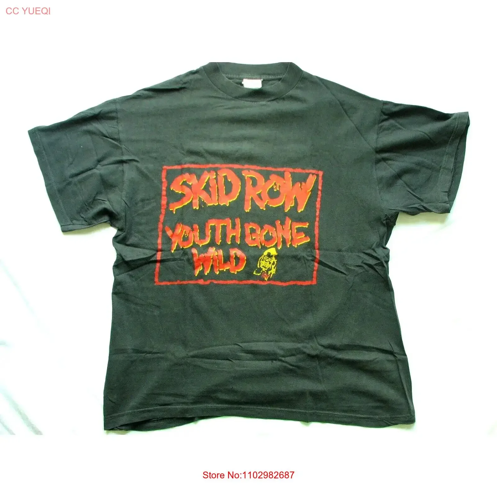 Camiseta Skid Row Youth Gone Wild, original, vintage, de los años 80 y 90, Sebastian Bach, estilo vintage, lavado, versátil, ropa de calle a la moda