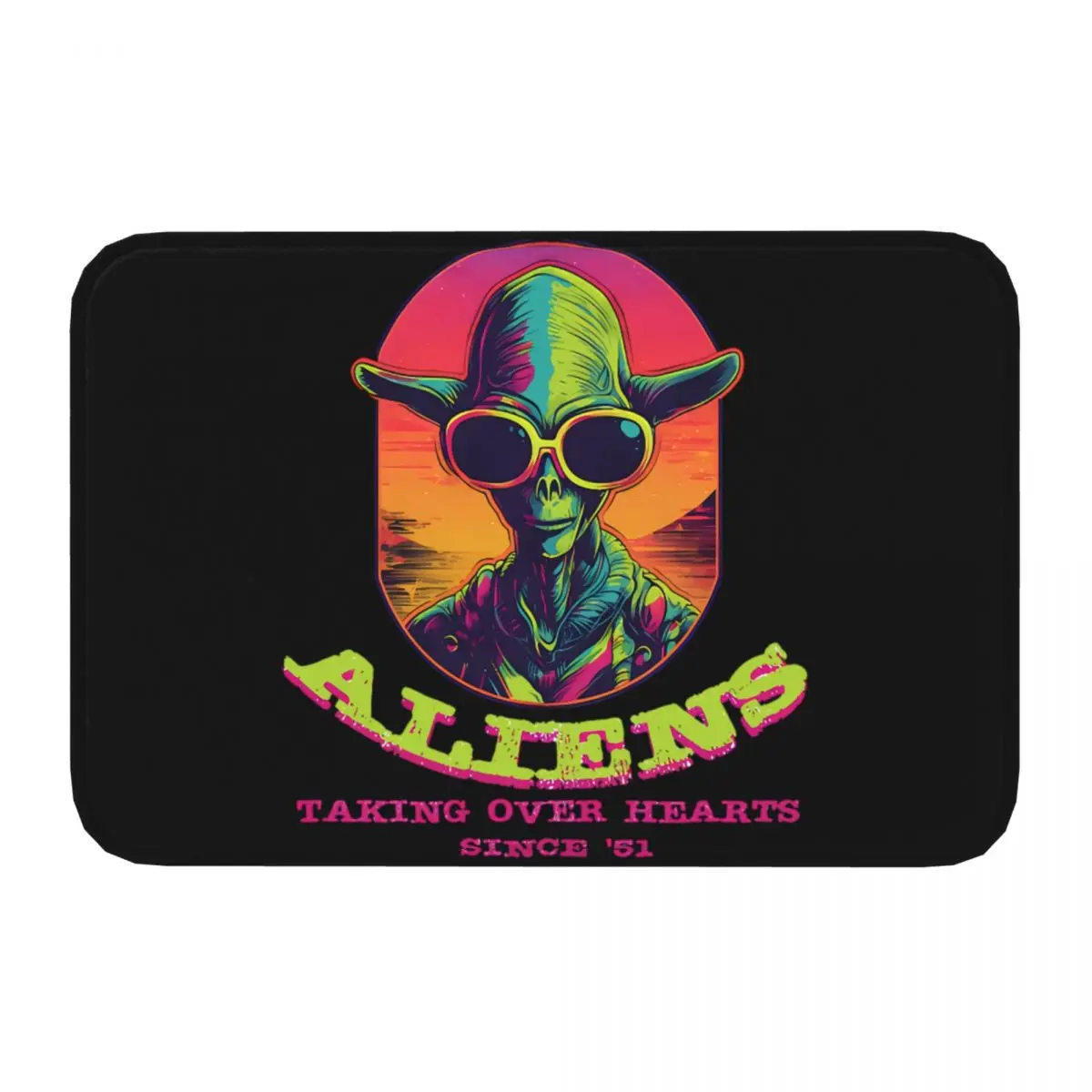 Alien UFO Non-slip Doormat Aliens Taking Over Earth Since '51 Living Room Kitchen Mat Welcome Carpet Home Pattern Decor