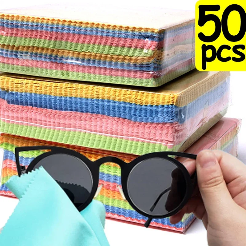 1/50Pcs Glasses Cleaner Microfiber Cleaning Cloth High Quality Soft Chamois Eyeglasses Lens Cloths Phone Screen Cleaning Wipes