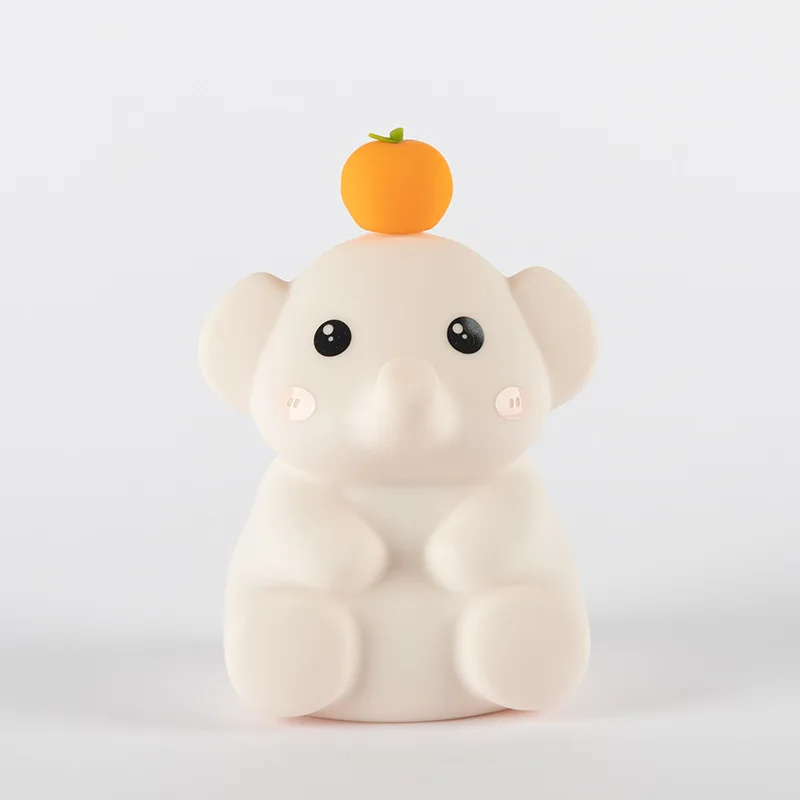 

New Elephant Orange Elephant Night Light Bedroom Bedside Rechargeable Mother and Baby Sleep with Pat Light Timed Table Light