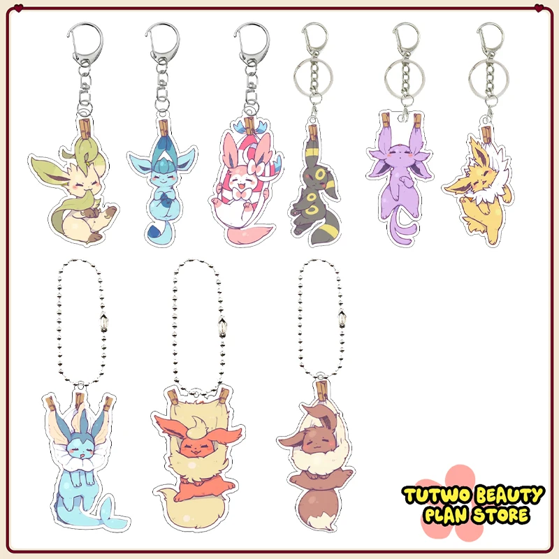 

Акриловый брелок для ключей, креативный аниме Eeveelution Eevee Umbreon Sylveon Leafeon Espeon, игровая фигурка, подарки, брелок, кулон, аксессуары