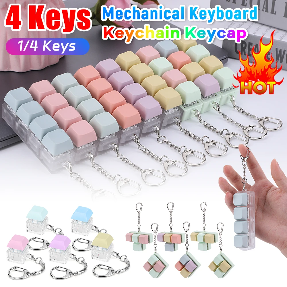 Keyboard Caps Toy Press Stress Relief Fidget Button Key Caps Fidget Keychain Keyboard Keychain Toys Finger Keyboard Key Toy