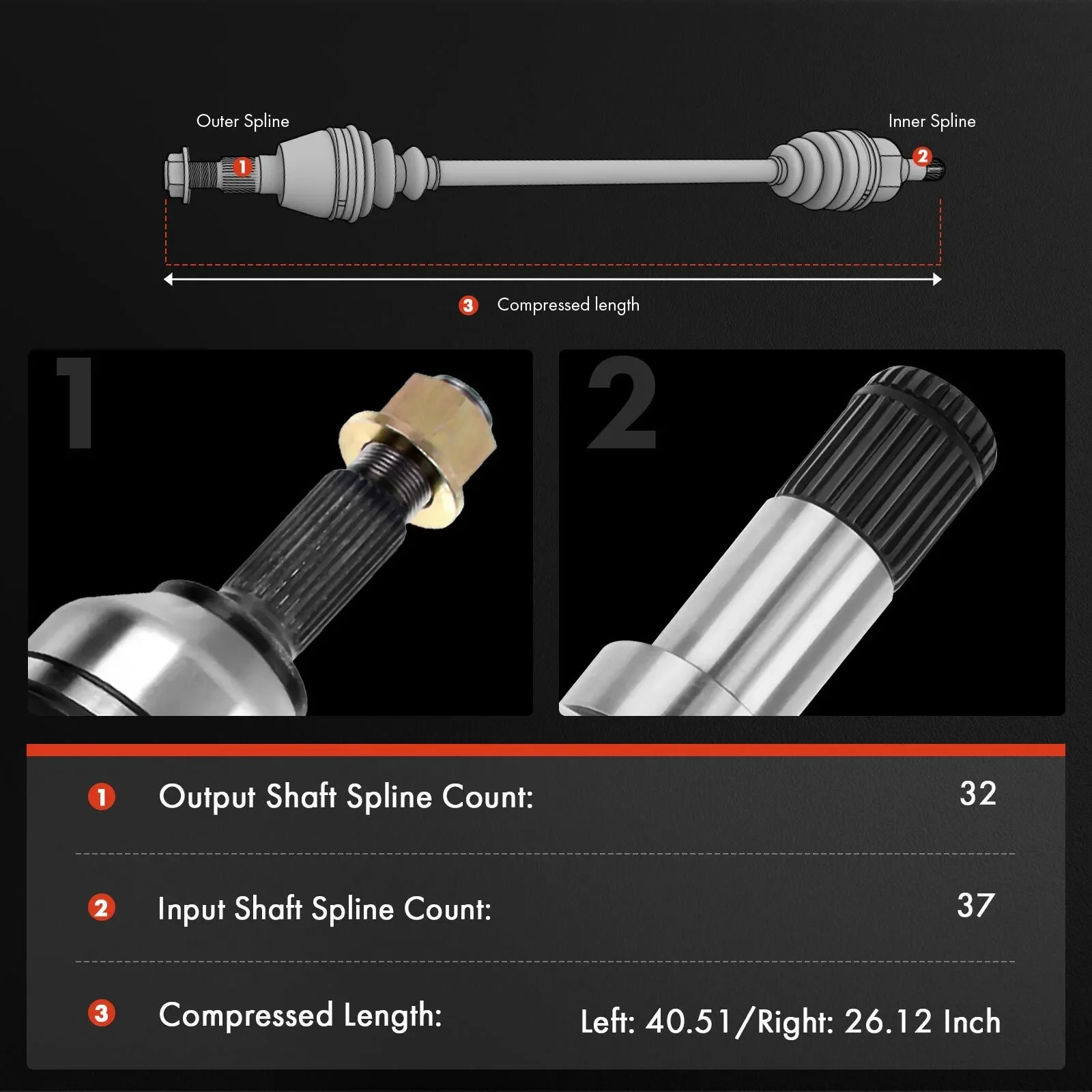 2x Gruppo albero asse anteriore sinistro e CV per Jeep Grand Cherokee Dodge Durango AWD
