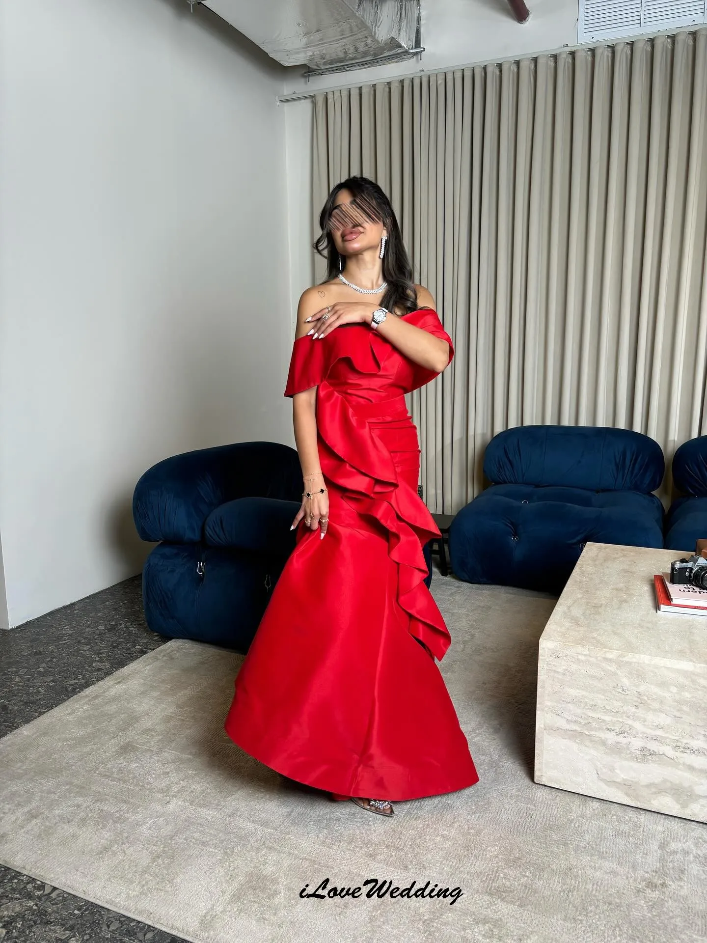 

Off The Shoulder Red Prom Dresses 2025 Mermaid Ruffles Elegant Women Party Dress Formal Gowns Long Evening Dresses Customized