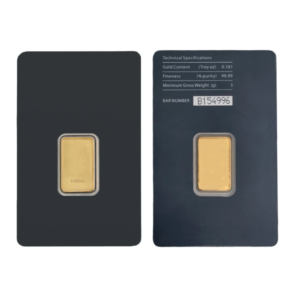 Niet-magnetische vergulde gouden staaf, goudbar, APMEX, met verschillende serienummers, in verzegelde verpakking, voor verzamelaars.
