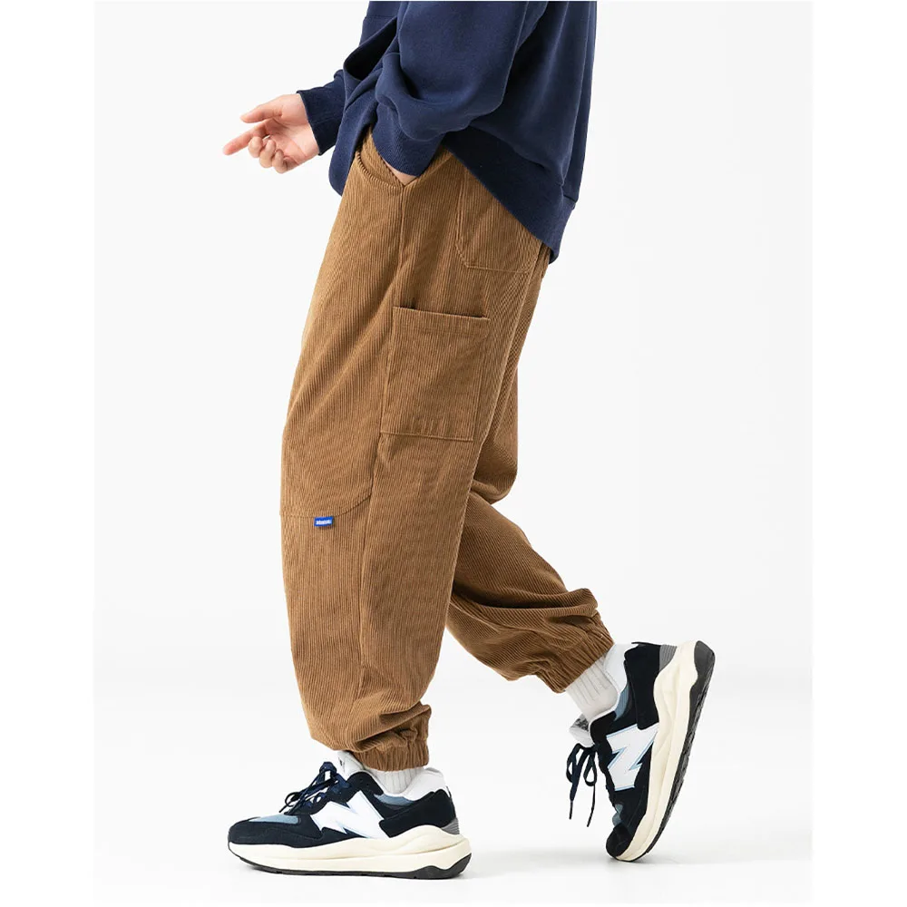 

New Fashion Corduroy Cargo Pants Men Casual Joggers Loose Baggy Trousers Pockets Streetwear Hiphop Clothing