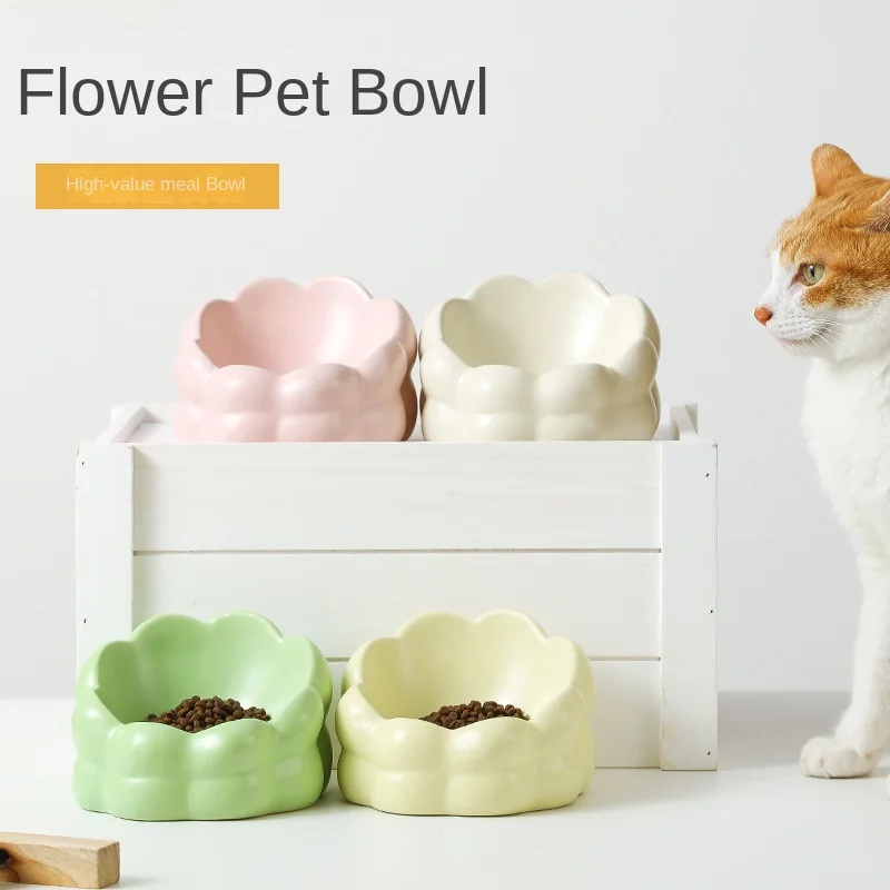 

Pet Oblique Ceramic Bowl Large Diameter Mutual Neck Anti-Knock Cat Feeding Water Feeding Bowl Supplies Dog Accessories Wholesale