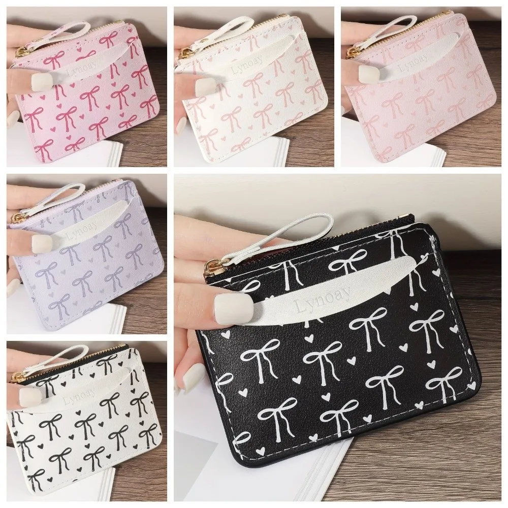 

Модный тонкий картхолдер из ПВХ, вместительный чехол для карт, портативный милый кошелек с бантом для монет для женщин и девушек