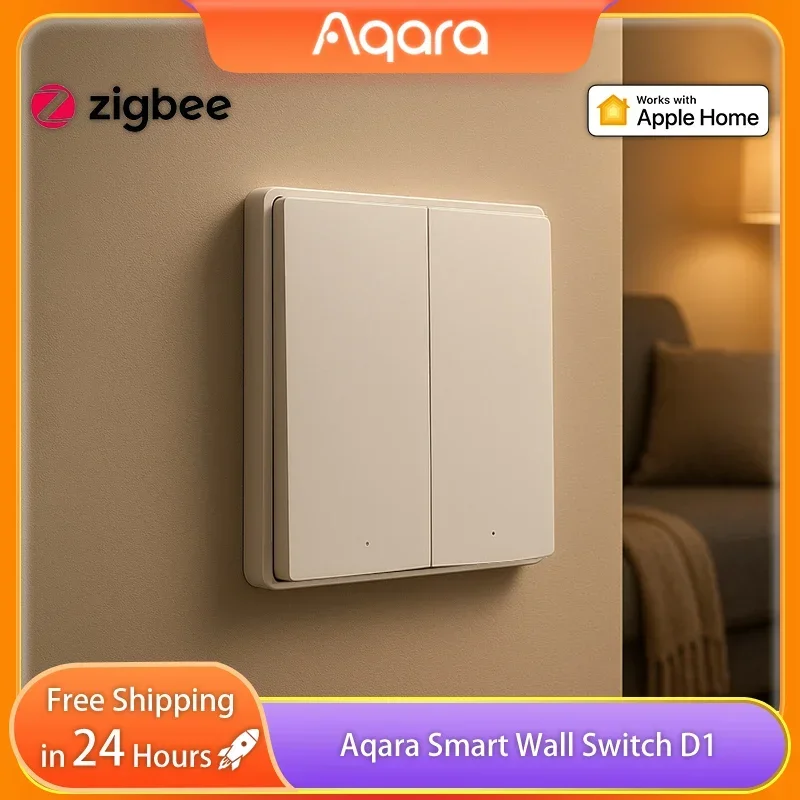 

Умный настенный переключатель Aqara D1 Zigbee, беспроводной выключатель света, кнопка с нейтральным пультом дистанционного управления для Xiaomi Mijia Mihome HomeKit