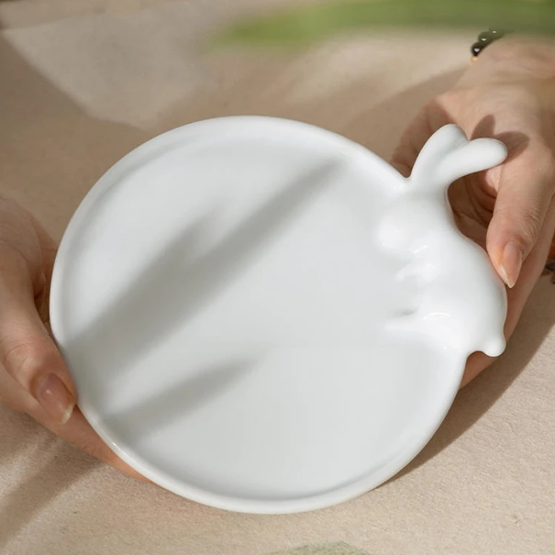 Moon Rabbit Ceramic Palette Chinese Painting Palette Penholder Jade Rabbit Ink Slab Pen licking Painting Art Paint Disks