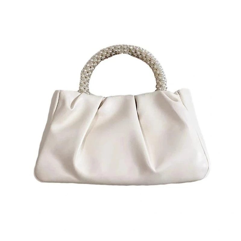 

Korean Version New Pearl Portable Women's Handag Pleated Cloud Mobile Phone Bag Shoulder Crossbody Exquisite Portable Small Bag