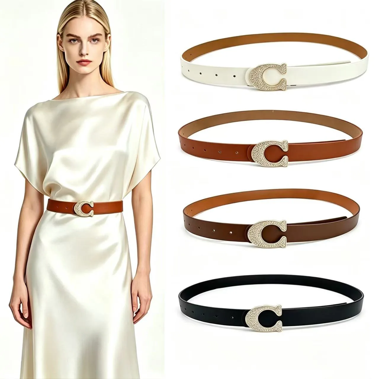 Classic Simple Women's Belt Fashion Plus Size Extended Belt for Dresses and Jeans Korean Style High-End Women's Belt