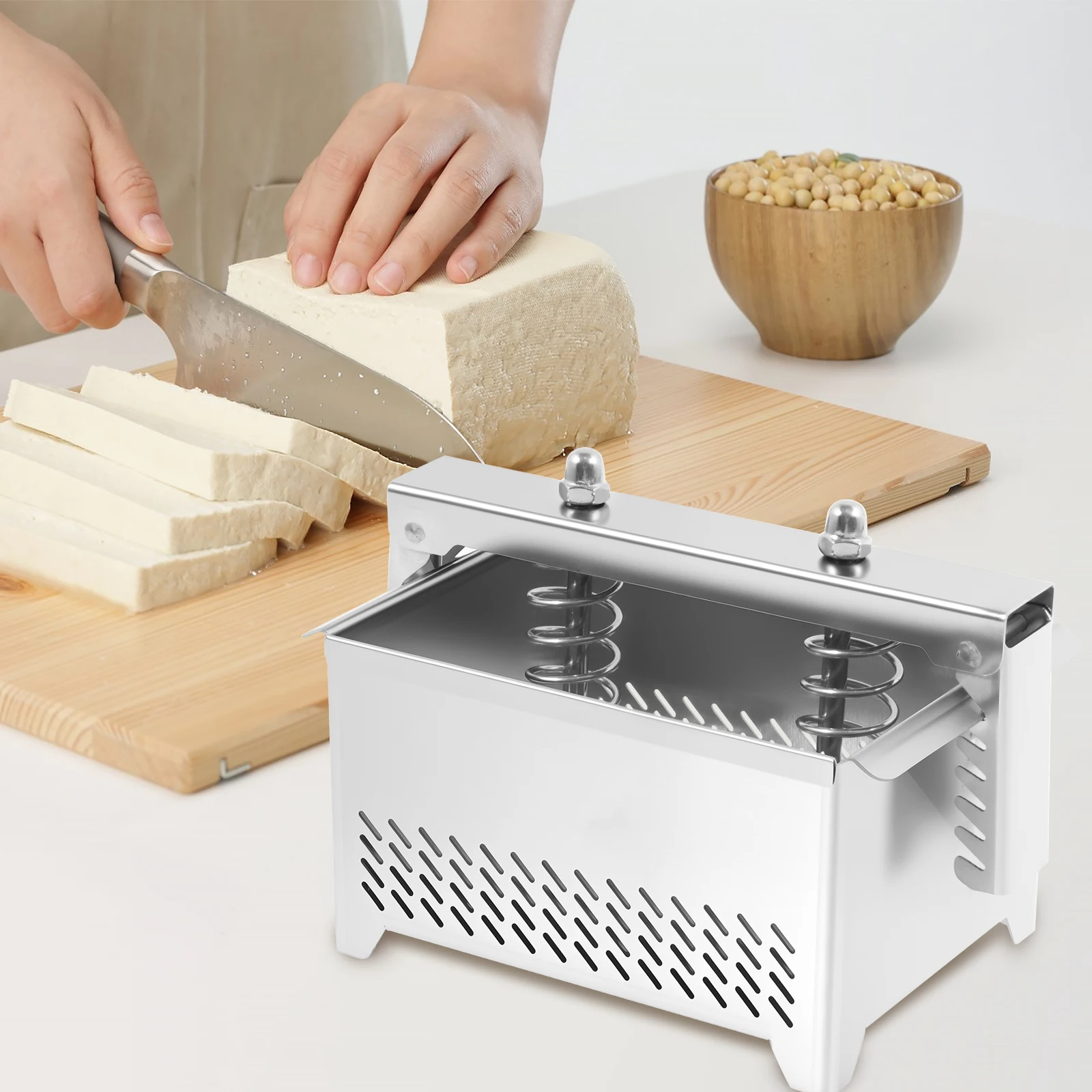Multifunktionale Edelstahl-Tofupresse Komplettset mit Filtertuch und Molkeabscheider für Hausgemachten Tofu, Paneer und Käse