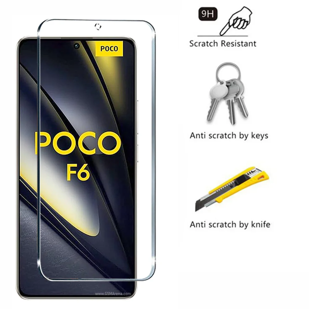 5PCS Tempered Glass For Poco F6 Pro F5 F4 GT F3 X6 Pro X5 X4 GT X3 NFC Screen Protector For Poco M5S M4 M3 M6 Pro 5G C65 Glass