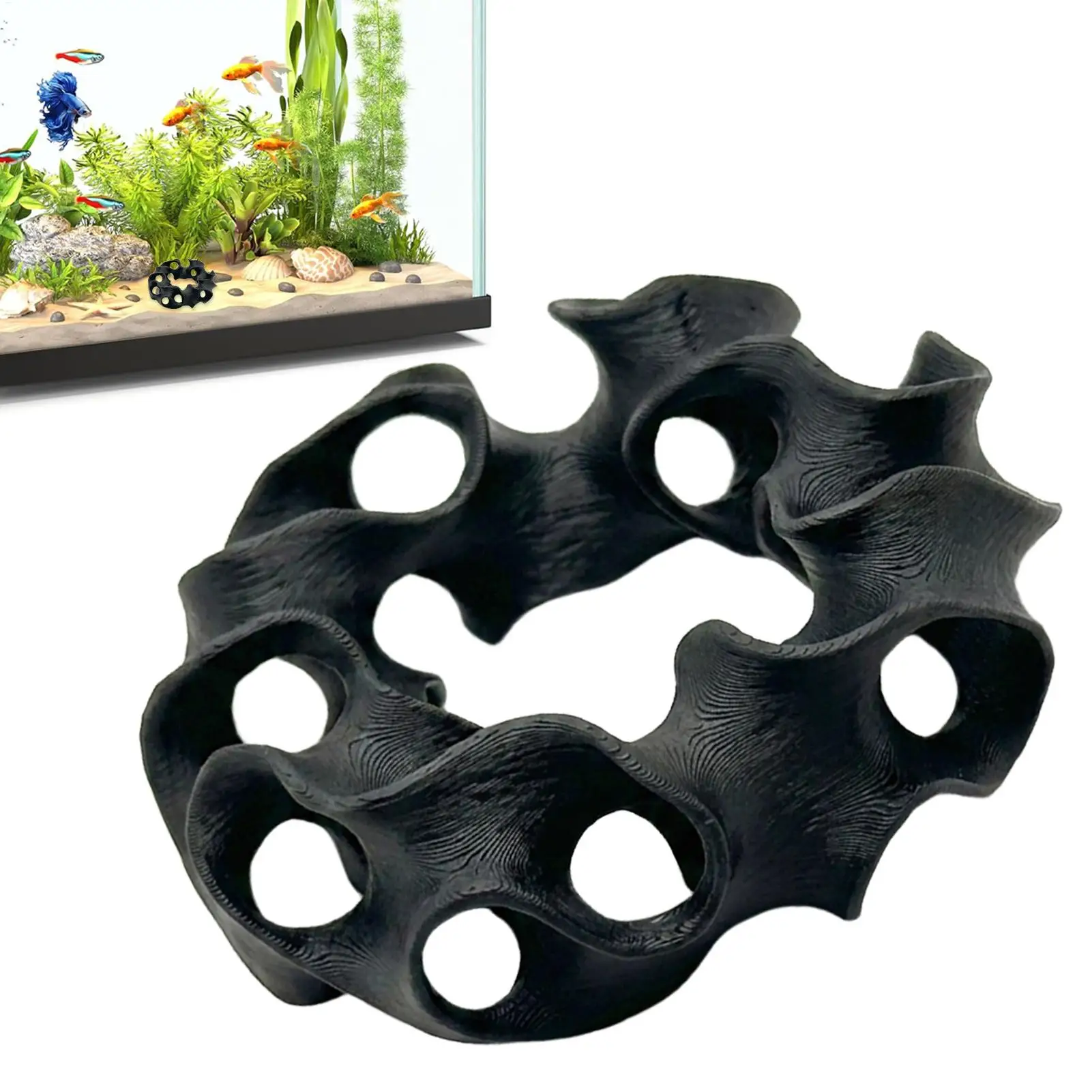Aquarium-Deko Betta-Hängematte Fisch-Deko Schwimmende Betta-Versteckshöhle Garnelenhöhle Aquarium-Hängematte, Schwimmender Futter- und Ruheplatz – Detail 7