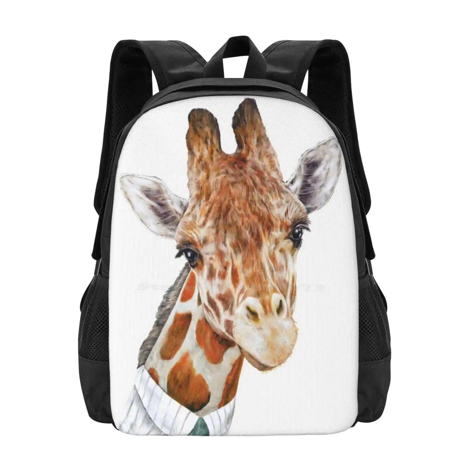 Giraffe Backpack For Student School Laptop Travel Bag Giraffe Zoo Animals Art Portrait Safari Nursery Homewares