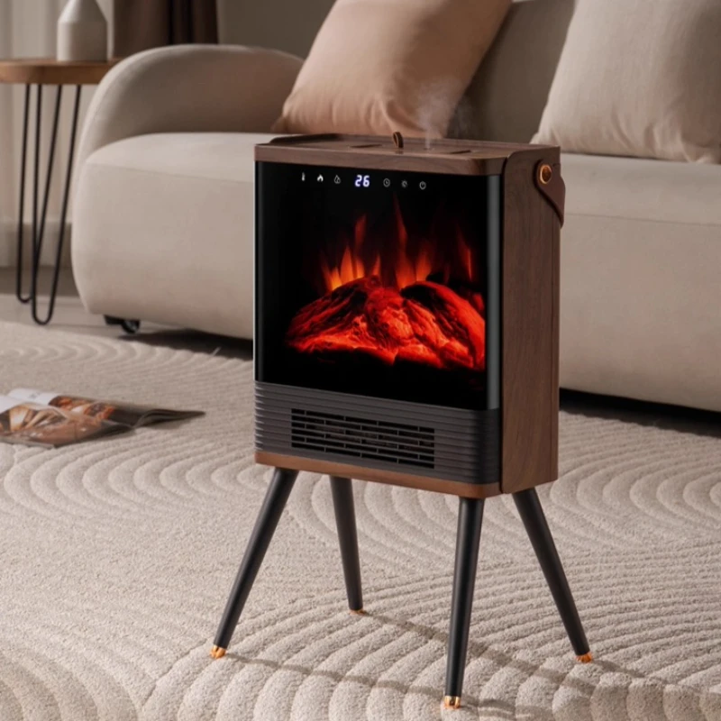 Simulated Carbon Fire Electric Heating Fireplace Firebox Heater Warm Air Blower Humidification Optical Flame Electric Heaters