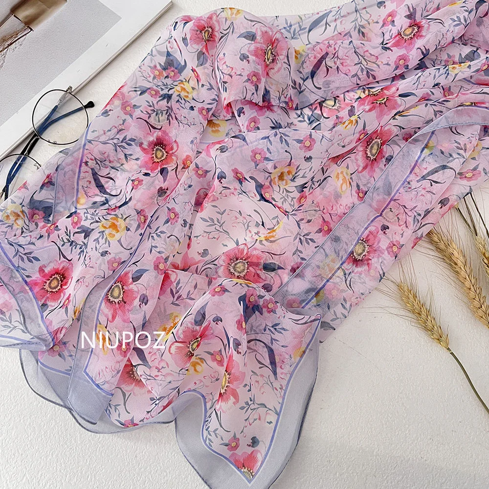 Sunflower Beautiful Women Foulard Elegant Chiffon Georgette Bandana Scarf Summer Beach Silk Feeling Sun Protection Thin