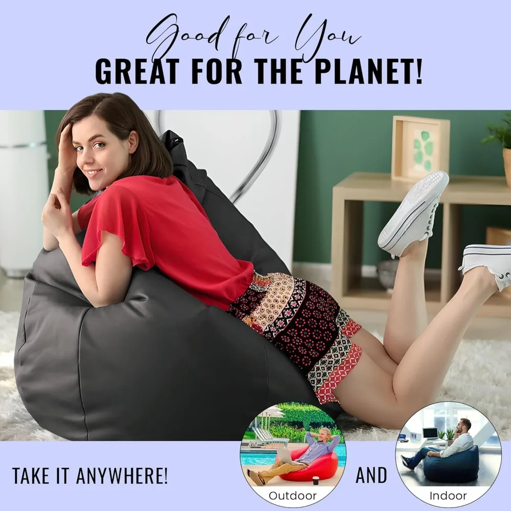 غطاء كرسي بين باج للقارب من الفينيل المقاوم للطقس - أريكة كسولة مقاومة للماء للبالغين - غطاء كيس فول خارجي قابل للغسل