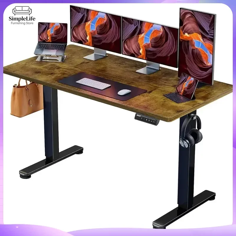 Height Adjustable Electric Standing Desk 55 x 28 Inches Sit Stand Desk with Memory Function Computer Desk for Home Office